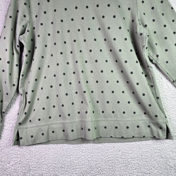 Croft & Barrow XXL Green Polka Dot Extra Soft Pullover Split Hem Long Sleeve - Picture 8 of 9